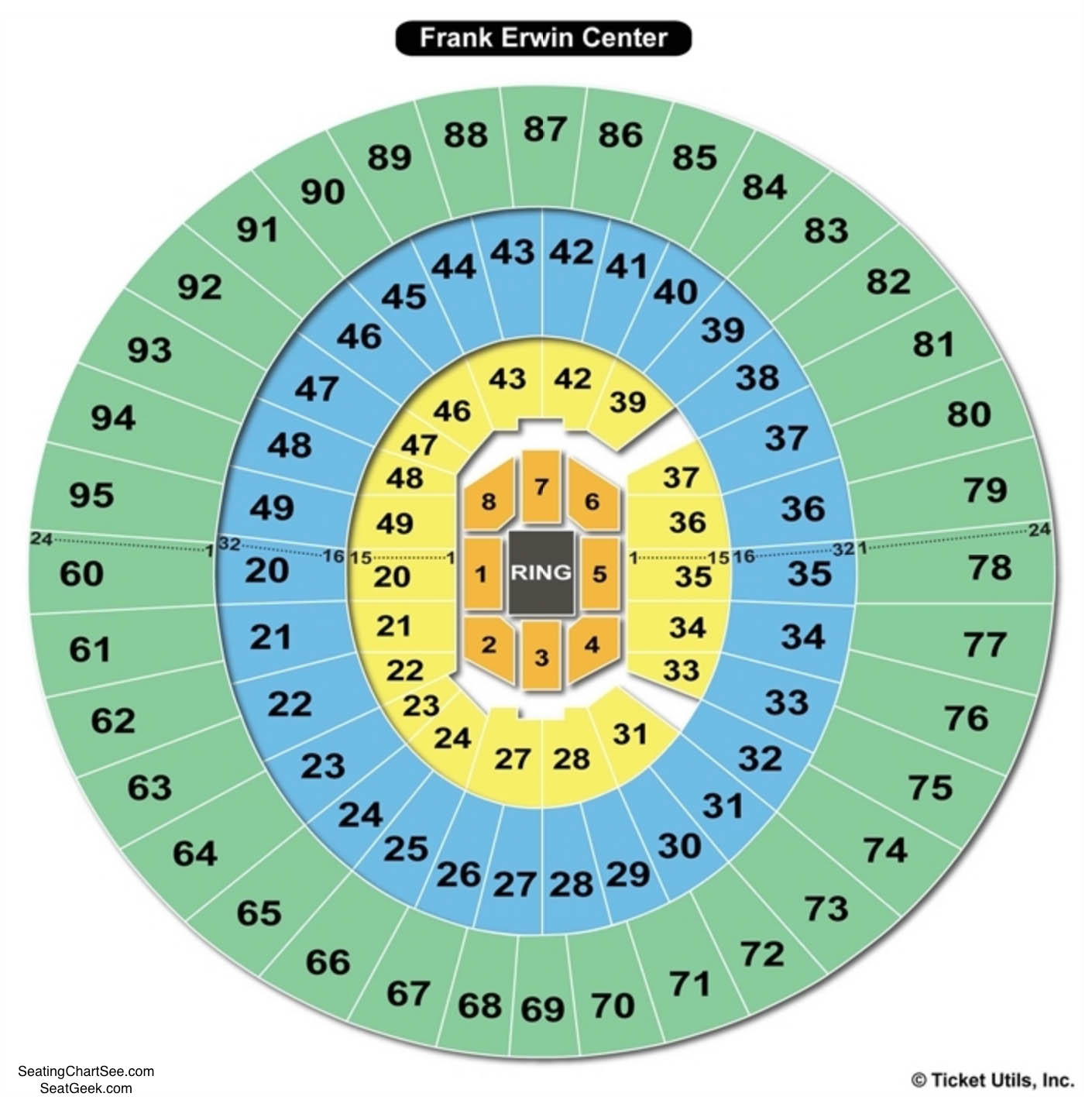 Frank Erwin Center Seating Charts | Games Answers & Cheats