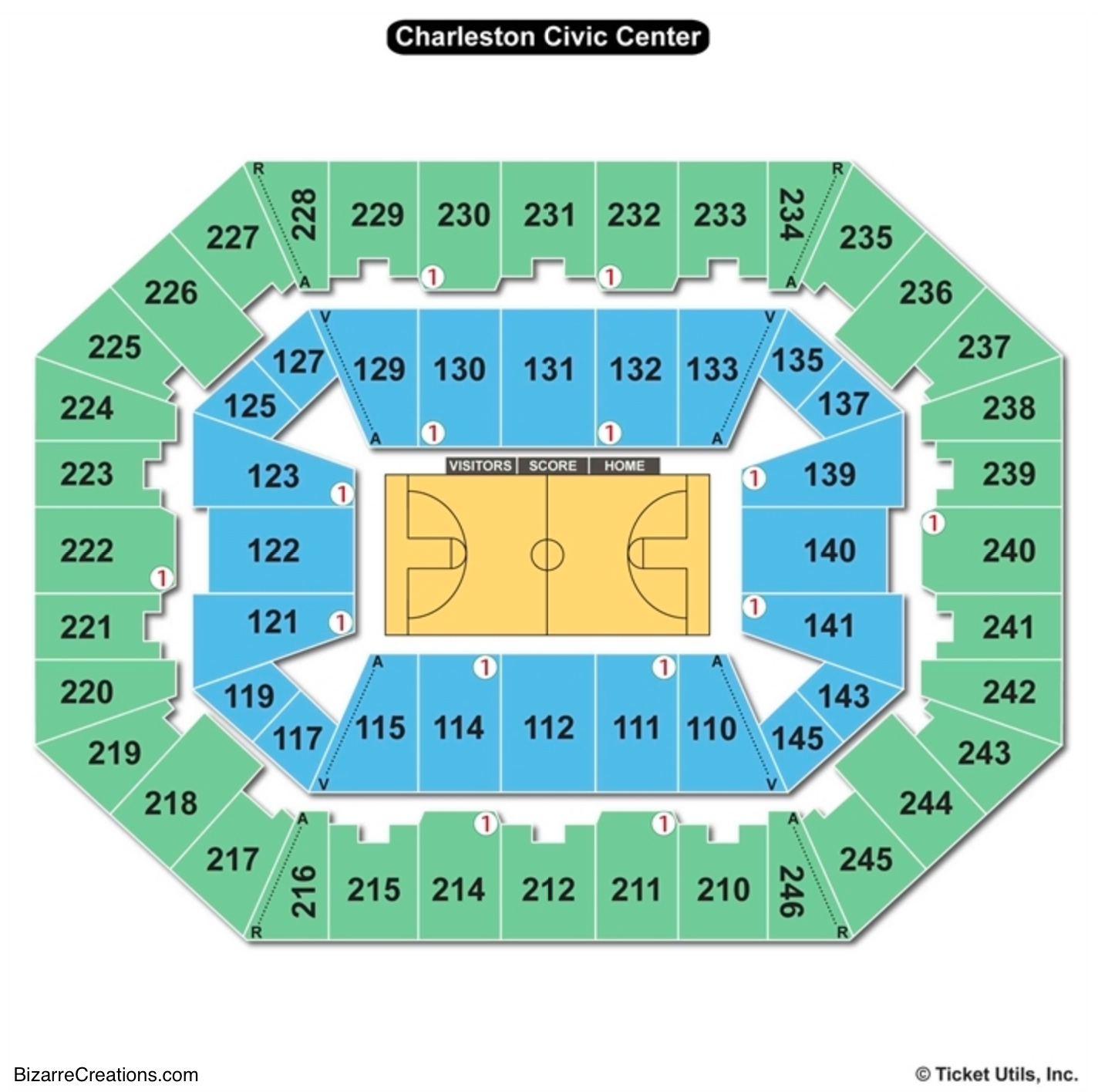 Charleston Seating Civic Chart Coliseum Basketball North.
