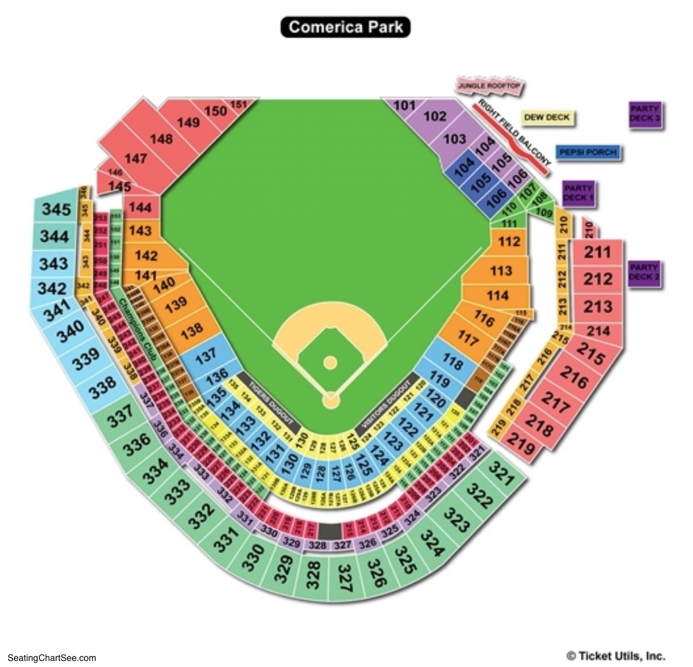 Comerica Park Seating Charts Views