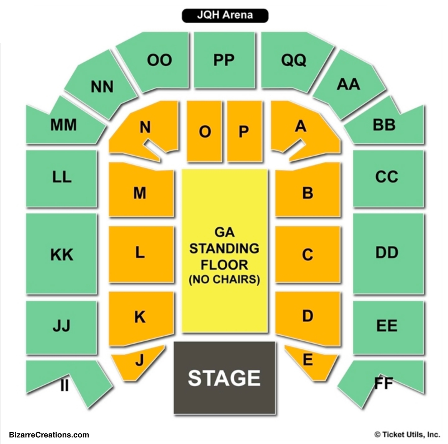 JQH Arena Concert Seating Chart.
