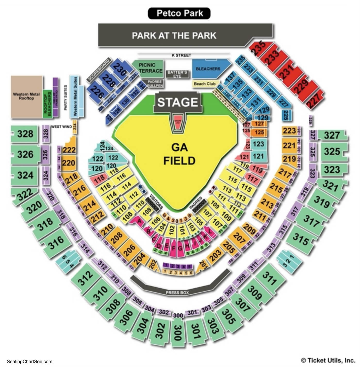 Petco Park Seating Chart With Seat Numbers