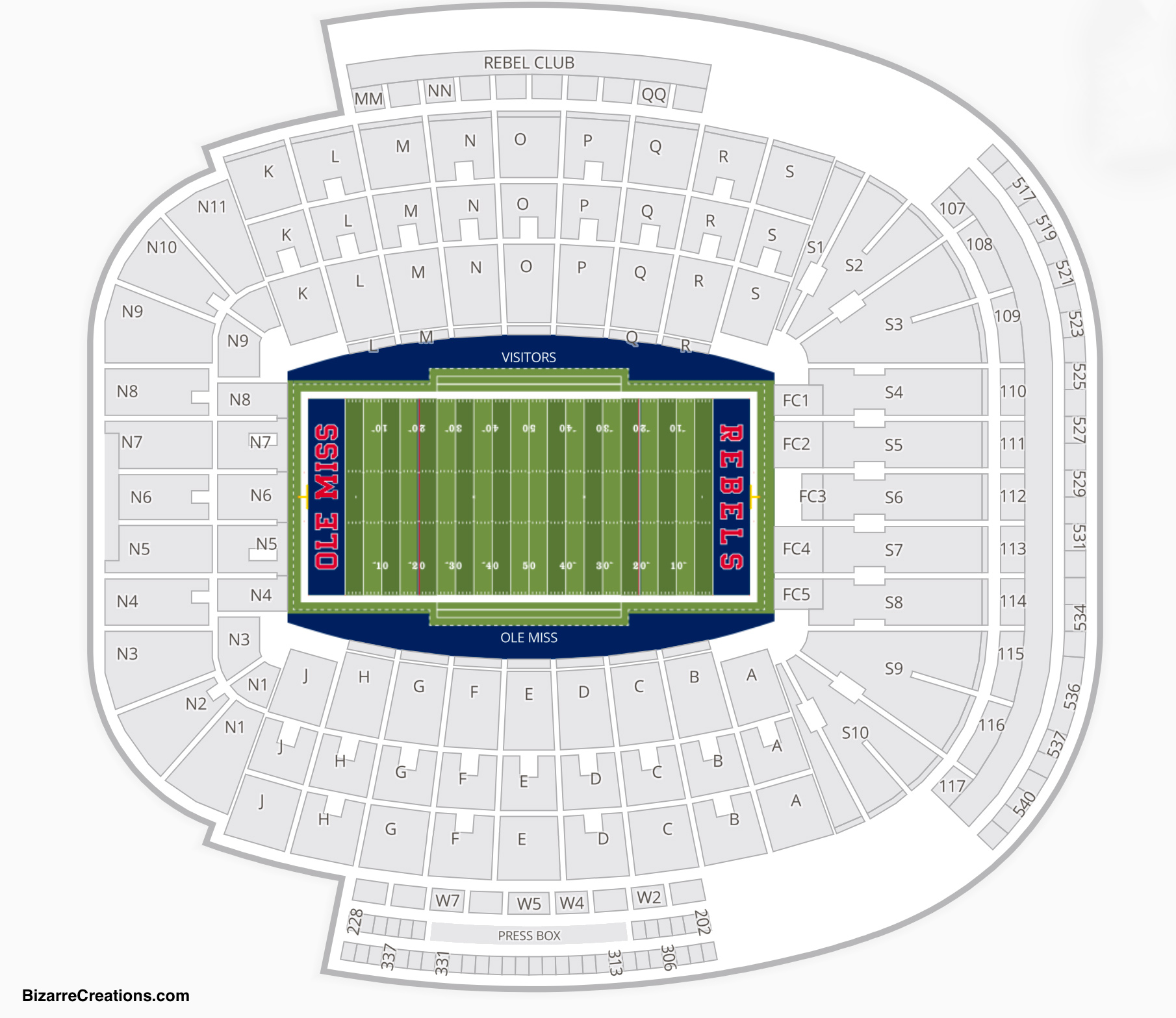 Vaught Hemingway Stadium Visitors Sections